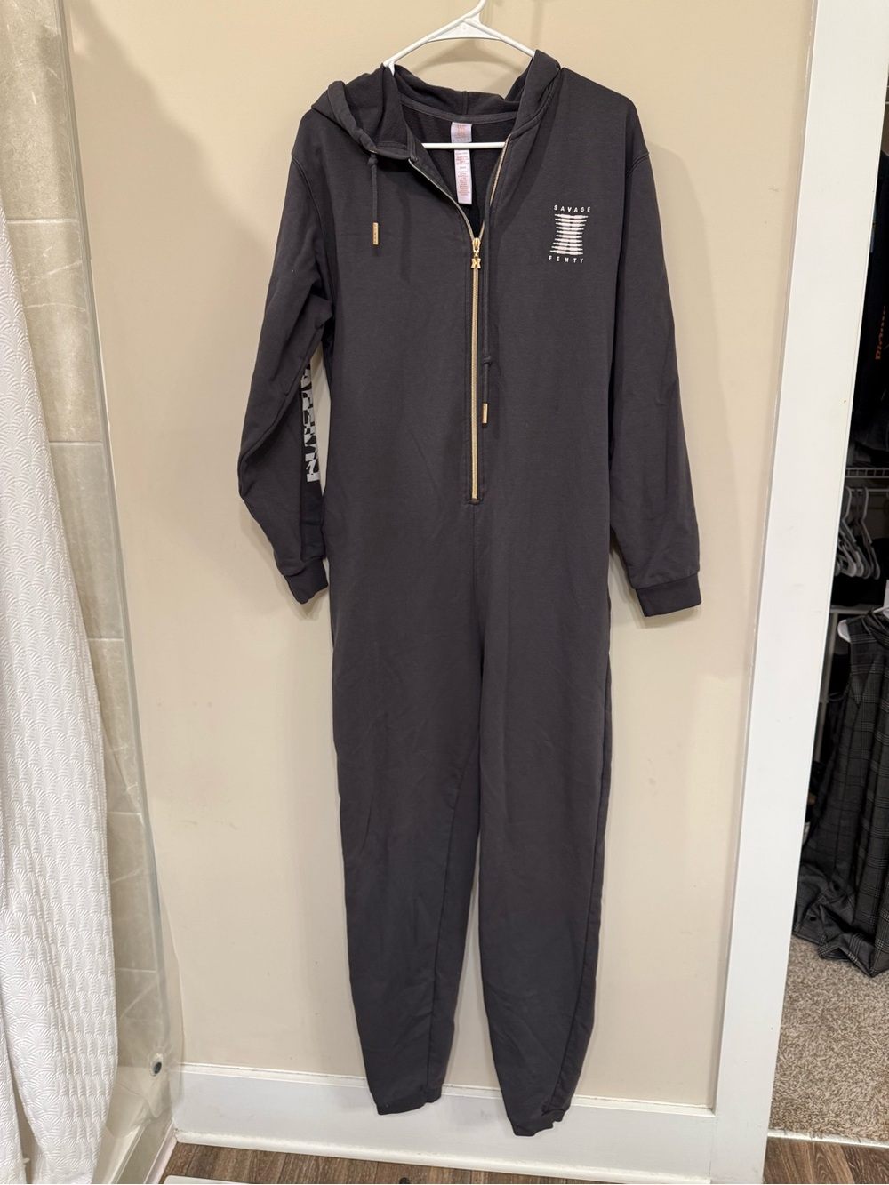 Savage X Fenty Black Hooded Zip-Front Jumpsuit